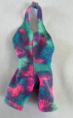 Vintage Barbie Doll Clothing From 1990’s Pink-Purple-Blue-Teal Body Suit/Shorts