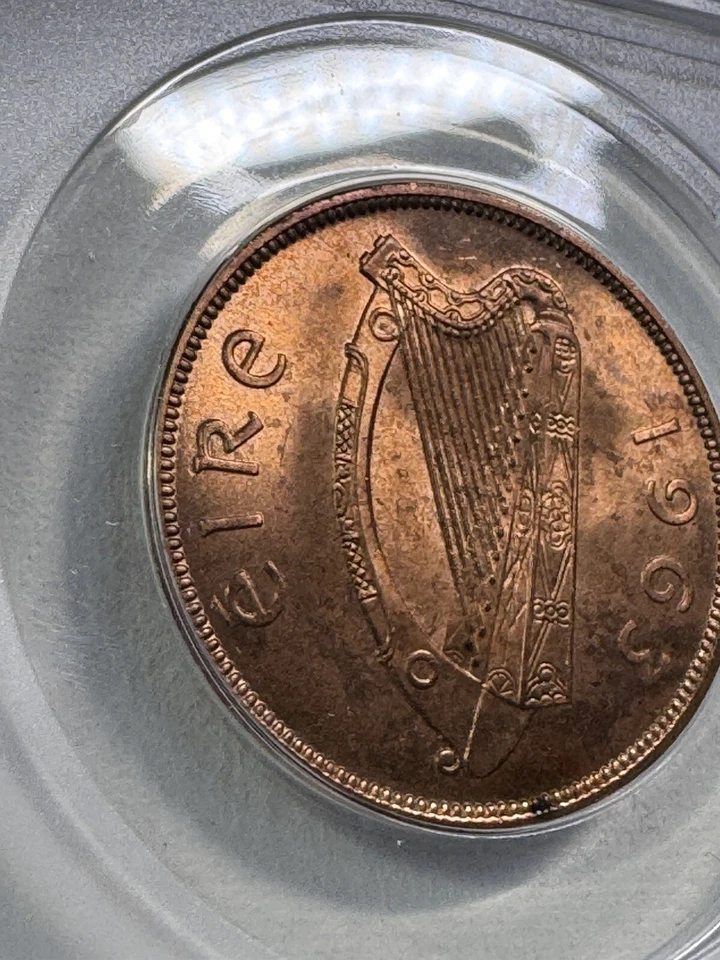1963 Ireland 1 Penny Graded MS 65 RD by ANACS - Image 2 of 4