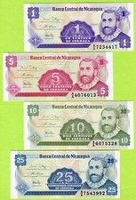 Nicaragua 1 5 10 25 Centavo ND(1991) P167 P168a P169a P170a UNC