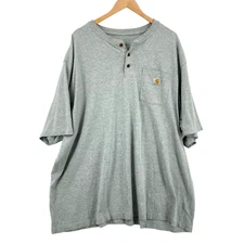 Carhartt Men's Gray Cotton Short Sleeve w/ Front Pocket Henley T-Shirt Size 4XL
