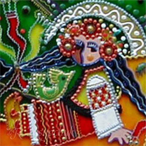 Pintura Popular Ucraniana Tradicional Sobre Vidrio Hecho a Mano Enmarcado Decoración de Pared 18x18cm - Imagen 2 de 11