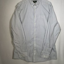 Eddie Bauer Dress Shirt Mens TXL Wrinkle Free SLIM Fit Blue Stripe
