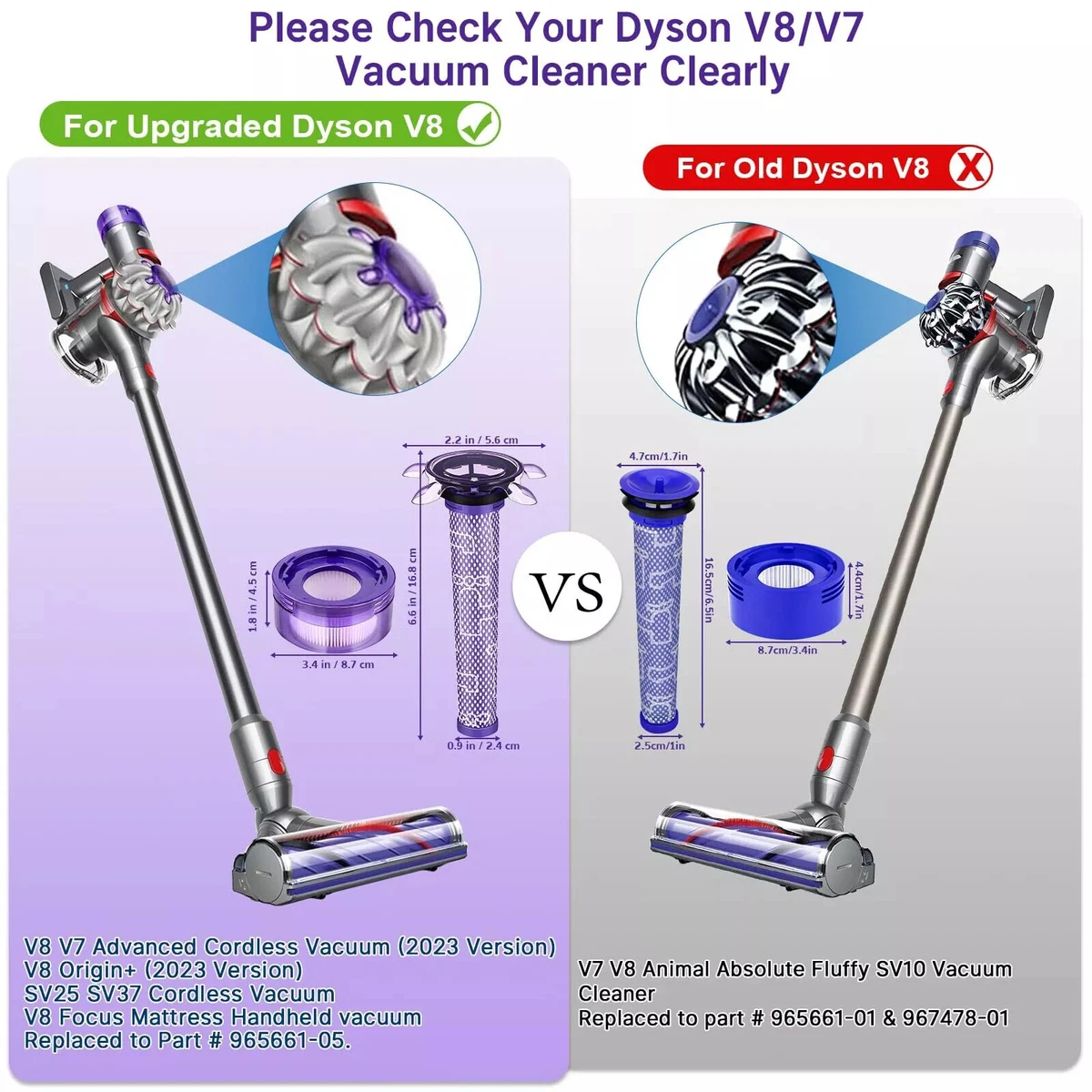 Upgraded V8 Filter for Dyson V8 V7 New Version / SV25 / SV37 / v8 animal extra