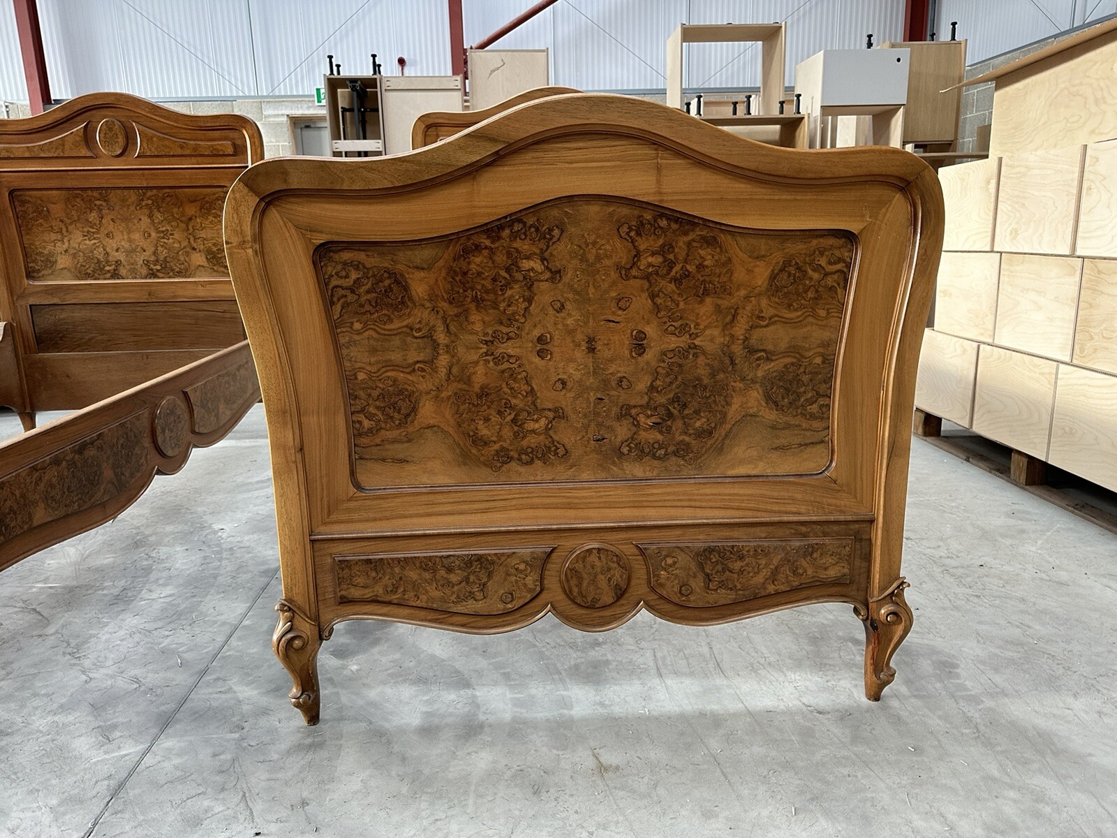 Pair of Walnut Veneer single wooden bed frames eBay