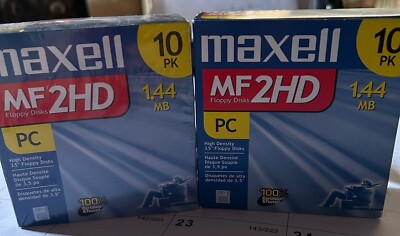 Maxwell MF 2 HD 3.5 Floppy Disks PC 1.44 MB 10PK New     (2 boxes available)