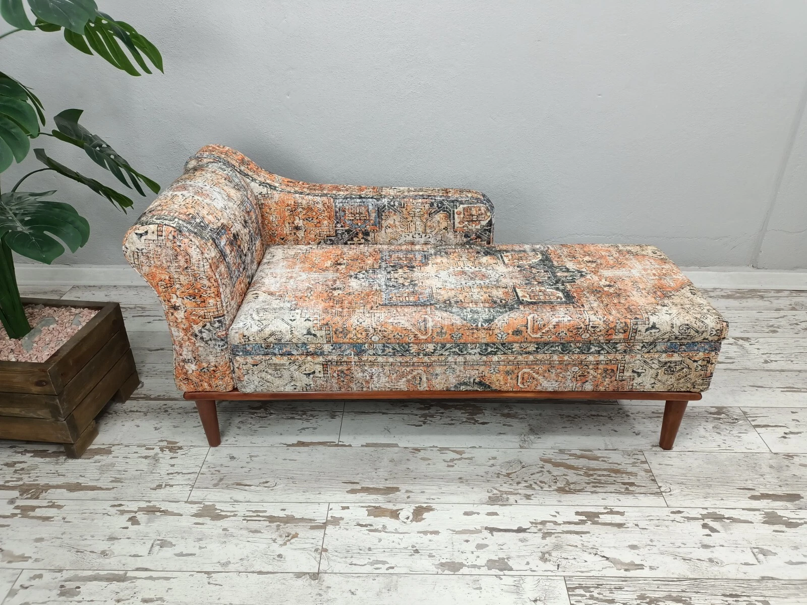 Orange chaise lounge, Upholstered Sofa , Wood Window seat, Handmade storage
Opens in a new window or