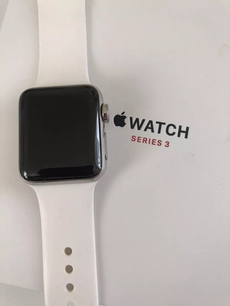 Apple Watch Series 3 Stainless Steel 38mm with White Sport Band (GPS  +cellular)