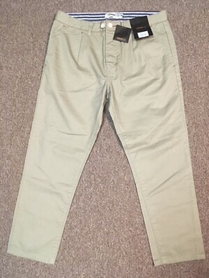NWT Topman 100% Cotton Khaki Pants Trousers, Tan Brown, 34 R x 32