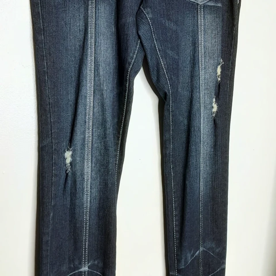 Blues Society Size 11/12 Juniors Dark Wash Distressed Skinny Jeans Women's Y2K - Image 2 of 4