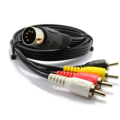 TV AV Audio Video DIN RCA 5FT Cable For Commodore 64 Atari TI-99