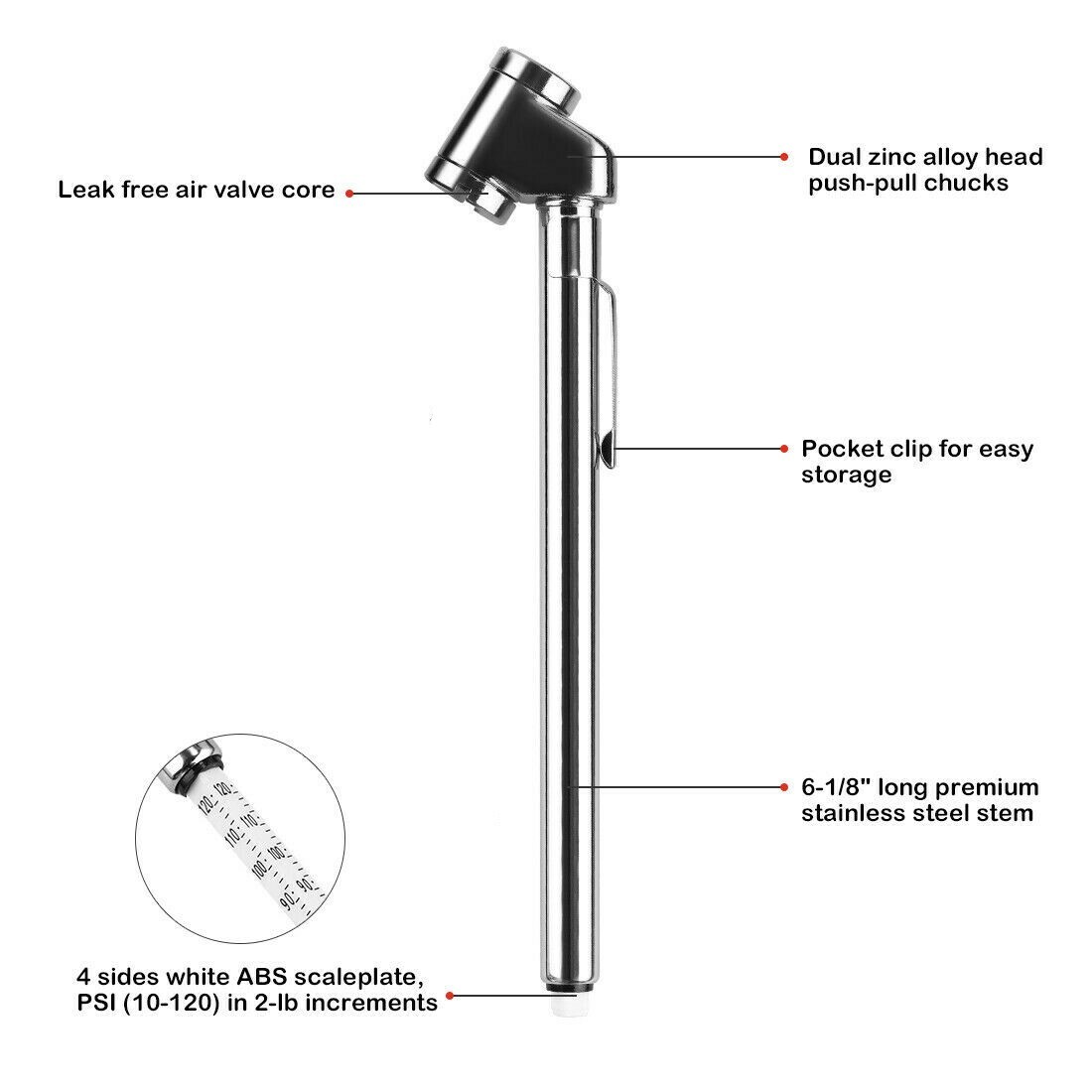 Tire Air Pressure Gauge 10120 PSI Auto Car Truck Motorcycle Bike