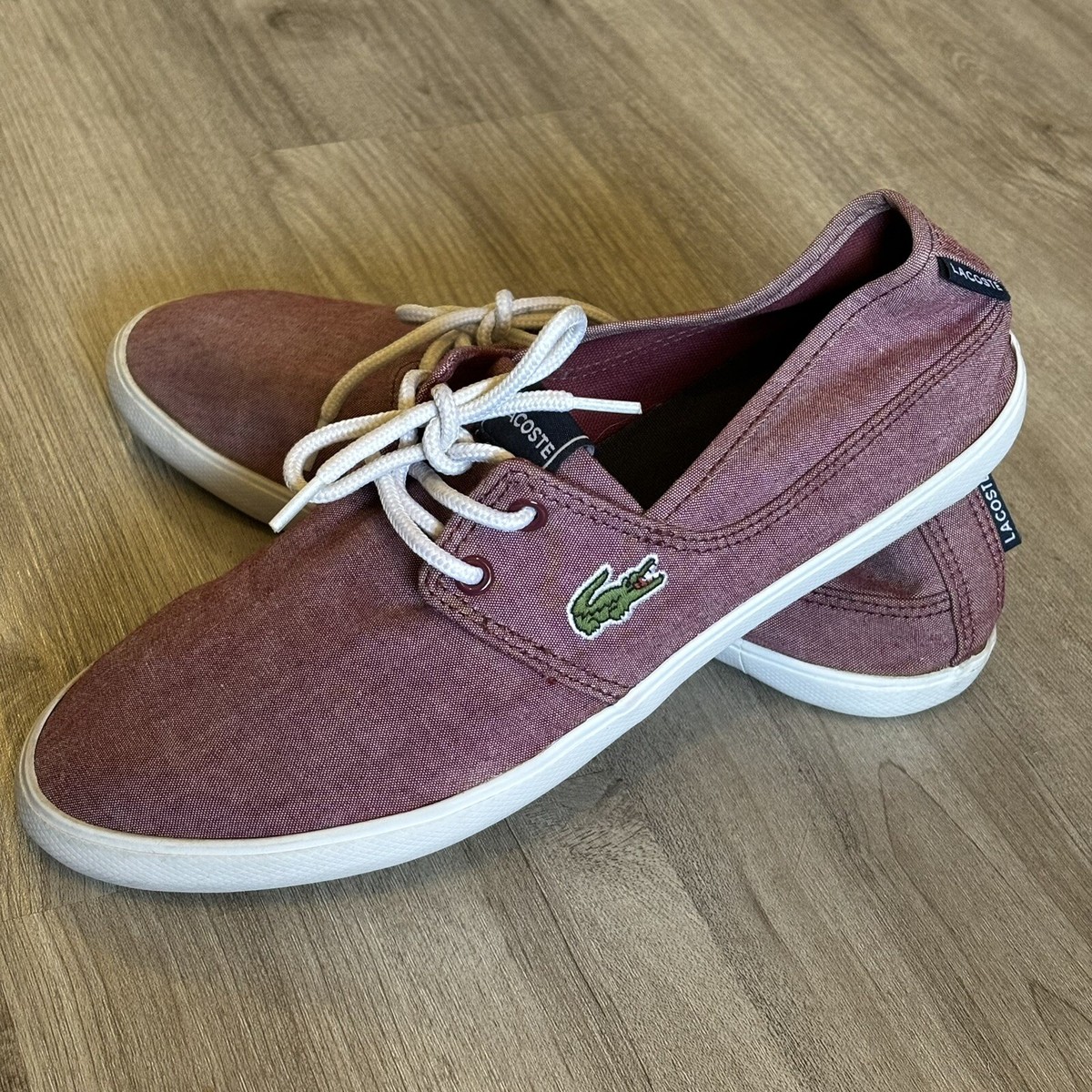 Lacoste Marice Lace Yacht Club Mens Size Red Classic Casual Slip-On Shoes