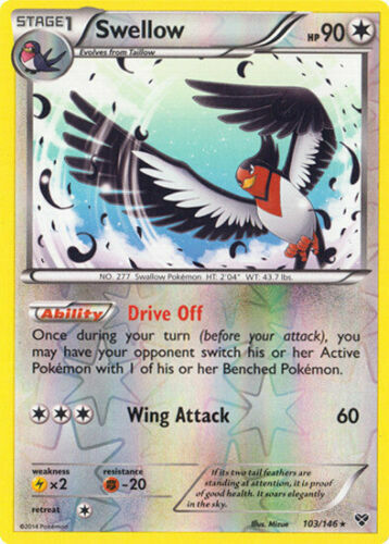Swellow 103/146 XY Base Set Reverse Holo Rare Light Play LP Pokemon DNA GAMES