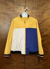 Tommy Hilfiger Long Sleeve Colorblock Bomber Jacket Mens XXL Blue & Yellow Zip 