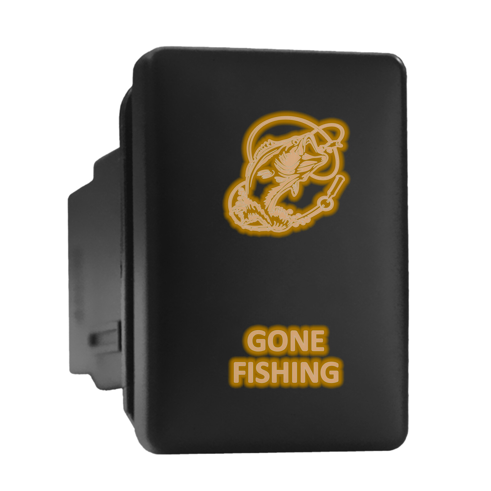 GONE FISHING Orange Backlit Push In Switch 1.28x0.87 for Toyota Models