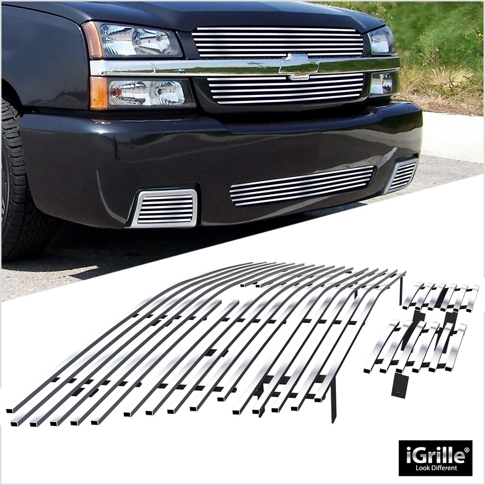 For 2003-2005 Chevy Silverado SS 1500 Stainless Billet Grille Insert Combo