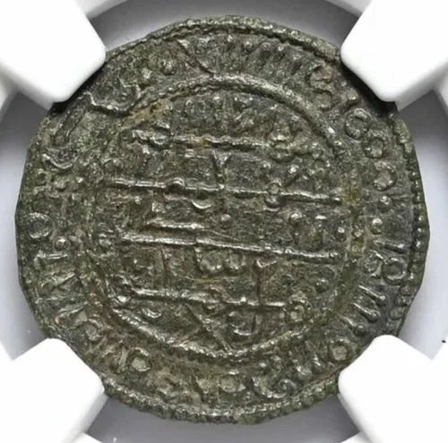 HUNGARY Bela III 1172-1196 Æ Follis Coin, Pseudo Islamic Byzantine type, NGC AU