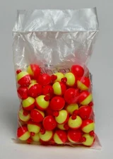 50 Count - 3/4" inch - ROUND Shape Fishing BOBBERS - ORANGE & YELLOW - USA MADE