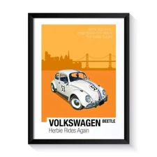 Volkswagen Beetle, Herbie, Famous Cars, Printable Poster, Wall Art For Movie Fan