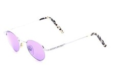 Vintage Sonnenbrille Metall Panto silber blaue Scheiben ohne Marke D17