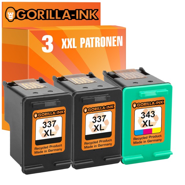 3 Patronen XL Black & Color für HP 337 & 343 6315 6313 6304 6305 C 4180 C 4190