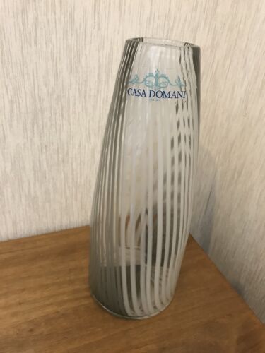 Vase en verre fait main designer Casa Domani transparent avec rayures 28,5 cm H ex cond - Photo 1/5
