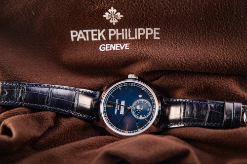 PATEK PHILIPPE GRAND COMPLICATIONS 41.3 MM BLUE DIAL PLATINUM LEATHER STRAP 5236