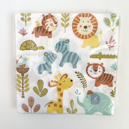 Baby Shower Party Napkins Happi Jungle Safari Animals Cute Paper Luncheon