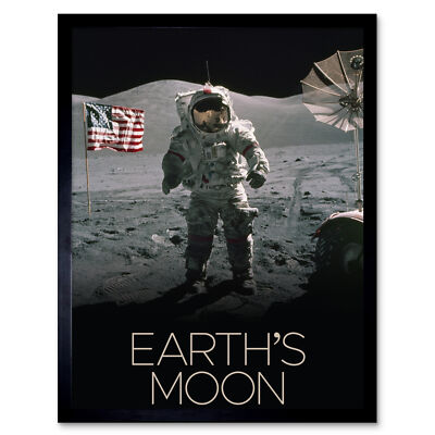 NASA Unser Sonnensystem Mondoberfläche Apollo 17 Astronaut gerahmter Kunstdruck 9 x 7 Zoll