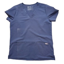 FIGS Womens Blue Scrub Shirt Top, Technical Collection Threads Two Pockets Small
