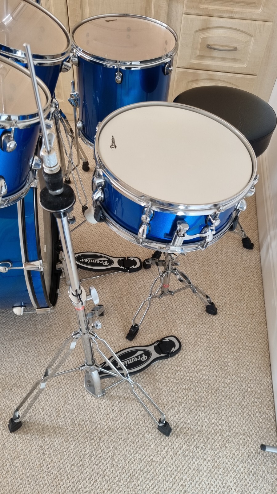 Premier Cabria 5 Piece Drum Kit Blue Bass Drum, Snare, 2x Tom, Floor