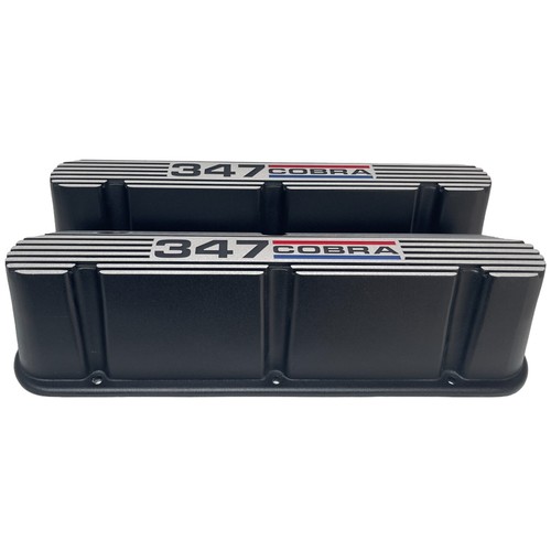 Ford 347 COBRA Pentroof, Tall Valve Covers - Tri-Color Logo - Black - Picture 4 of 9