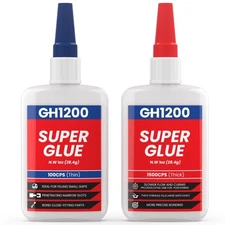 57 Grams (2 oz) 100/1500 CPS (Thin/Thick) Super Glue All Purpose with Anti Cl...