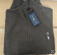 Polo Ralph Lauren Men’s Jumper Half Zip Brown Colour Size XXL 2XL