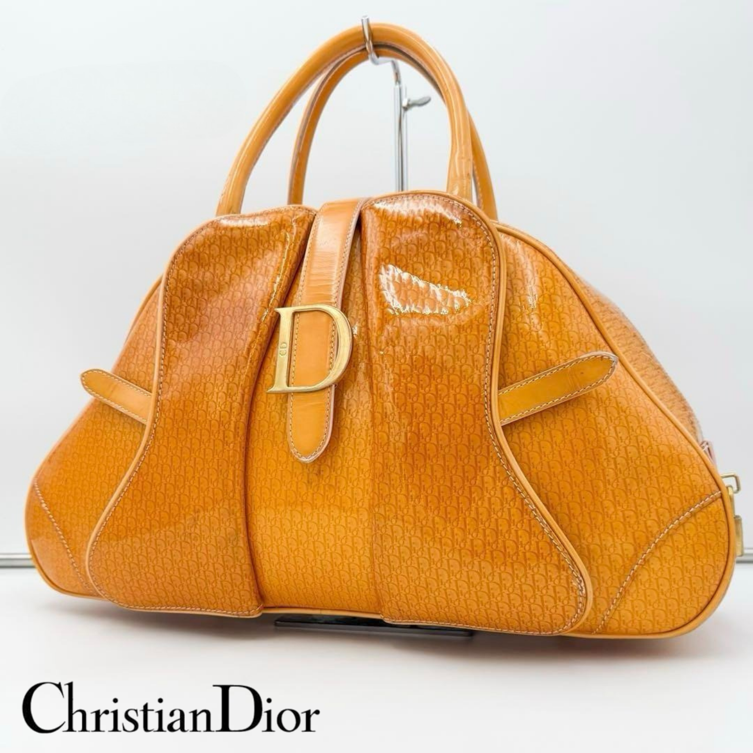 Christian Dior Trotter Double Saddle Bag in Vibrant Enamel Orange