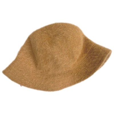 David & Young Womens Tan Angora Blend Bucket Hat Cap