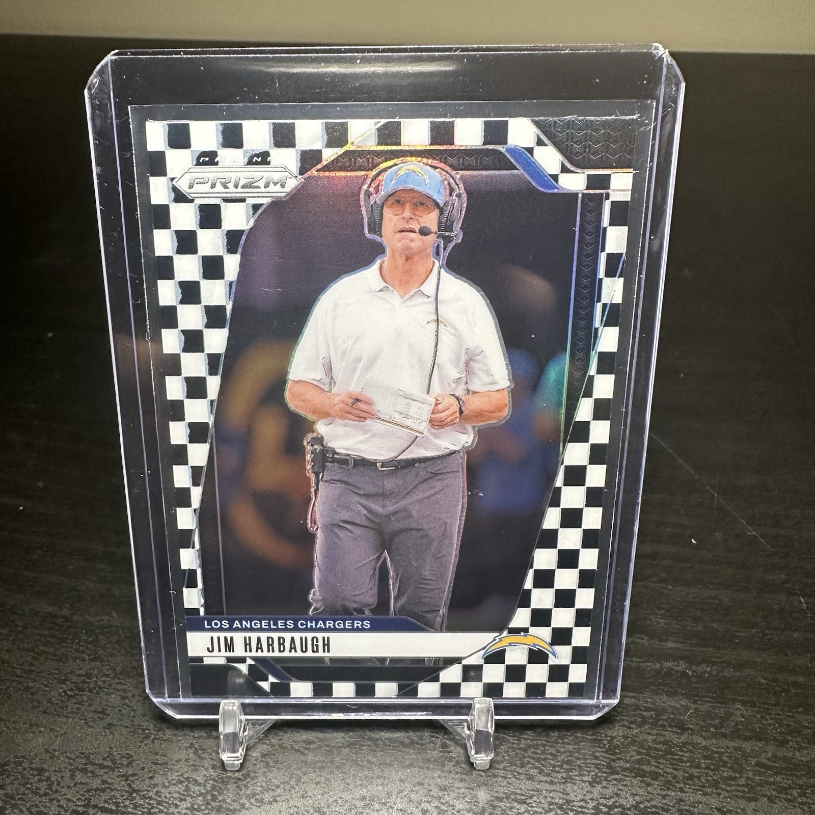 Jim Harbaugh 2024 Panini Prizm #163 Black & White Checkerboard SP Chargers