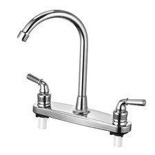 RV Non-Metallic Kitchen Faucet Two Handle-8" Main Body-High Arch-360 Chrome