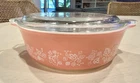 Vintage Pyrex Pink Gooseberry Cinderella Casserole Dish 471 w Lid