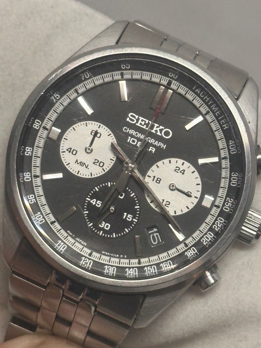 Seiko Quartz Watch 8T63-00W0 Men's 40mm Steel Condition black