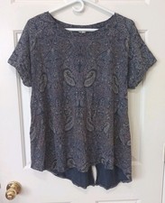 LUCKY BRAND Womens Paisley Cotton Modal Casual Peasant Everyday Top Plus Size 1X