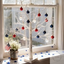 Mini Patriotic 4th of July Tree Ornaments Decorations,30ct 1.18 Inch Red White B
