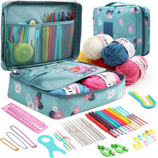 59 Pcs Crochet Hooks Kit for Beginners Adults, Knitting Starter Kit for Adults E