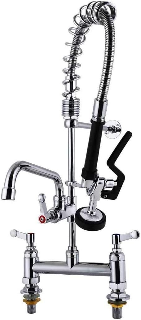 Commercial Kitchen Tap Pre Rinse Pull Down Sprayer Chrome Brass 7" Deck Mount