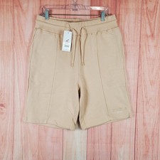 Staple Pigeon Sweat Shorts Mens Large Khaki Cotton Embroidered Logo Drawstring