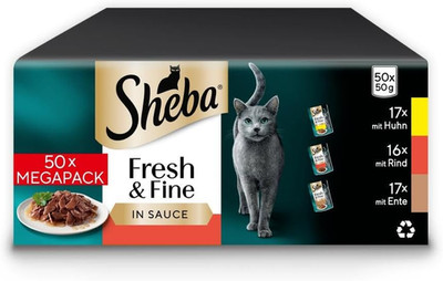 Sheba CATCARE Pouch Wet Fresh & FINE (Meat) Chunks in Gravy Adult 50G Multipack 