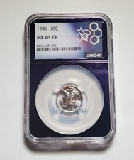 1941 P Mercury Dime Ngc Ms 64 Fb Trader Bea Purple Core 90 Silver S254