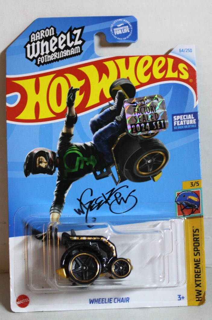 Hot Wheels 2024 Wheelie Chair 64/250 Aaron Wheelz Black Factory Sealed