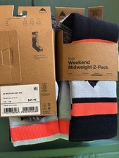 4 Pairs Burton Kids S/M Weekend Midweight Snow Socks - 2-Pack Over the Calf