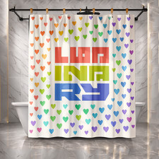 Vibrant Bathroom Decor Colorful Love Hearts Shower Curtain 72x72 Polyester